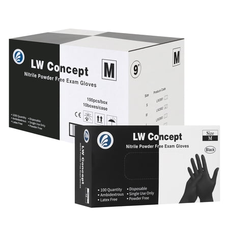 5mil Black Nitrile Gloves - Medium