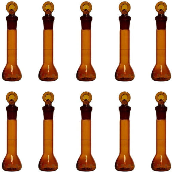 5ml Amber Volumetric Flask, With Ground Stopper, Karter Scientific 253A2 (Pack of 10)