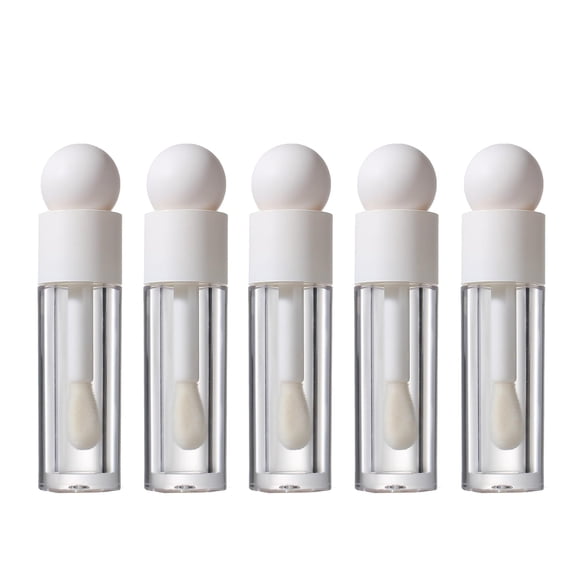 5ml Empty Lip Gloss Tubes Lip Balm Glaze Vials Round Lipstick Bottles Clear Blush Eyelashes Containers with Wands for DIY Lip Samples Makeup Cosmetic 5 PCS