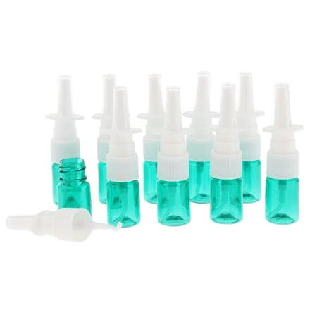 5ml Empty Nasal Spray Bottles, Pack of 10, Refillable Sprayers Makeup Water Container for Travel Perfumes Essential Oils - Green