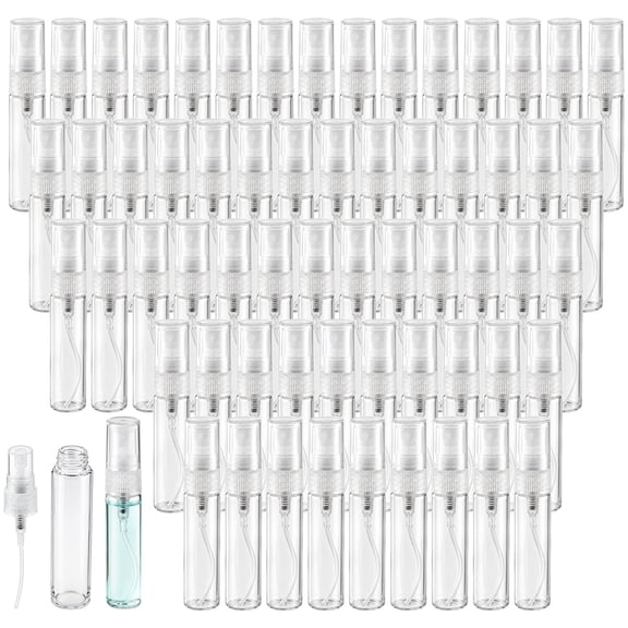 5ml Glass Spray Bottles, 100 Pcs Transparent Refillable Vials, Fine Mist Atomizer for Perfume Travel Samples, Cosmetics, Essential Oils, Leak-Proof, 0.55 x 2.99 In