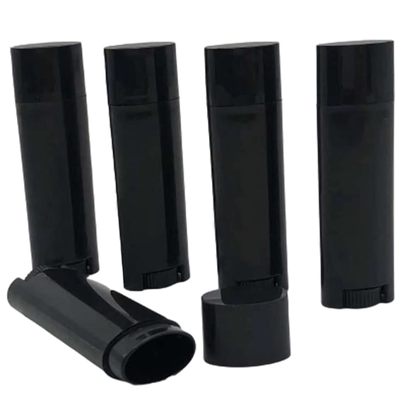 5ml Lip Balm Empty Container Tubes Plastic Oval Lip Balm Tubes Deodorant Mini Containers,Black,30Pcs