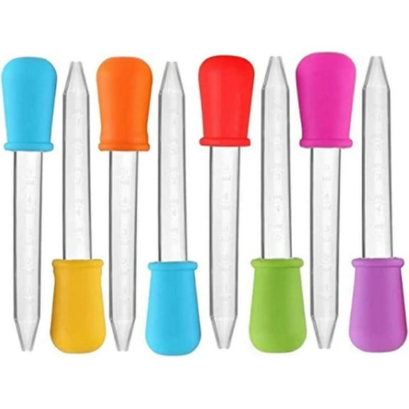 Yiasangly 5ml Liquid Droppers Clear Medicine Silicone and Plastic Pipettes Eye Dropper with Bulb Tip for Kids Candy Molds (8 Pack)