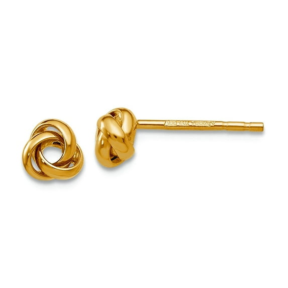 5mm 10k Solid Yellow Gold Polished Knot Post Earrings 5x5mm Wide Stud Earring for Women - .6 Grams