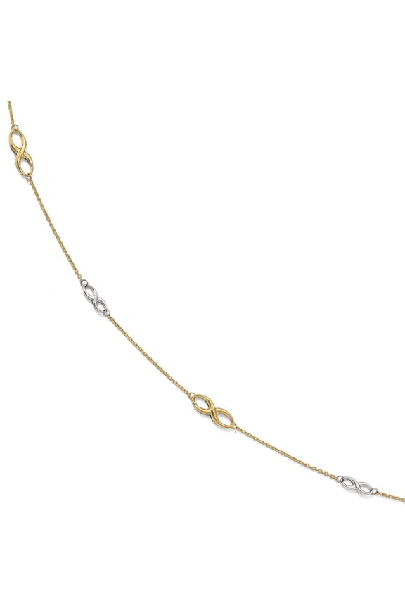 5mm 10k Two-tone Polished With 1inch Ext. Anklet - 1.6 Grams - 9 Inch