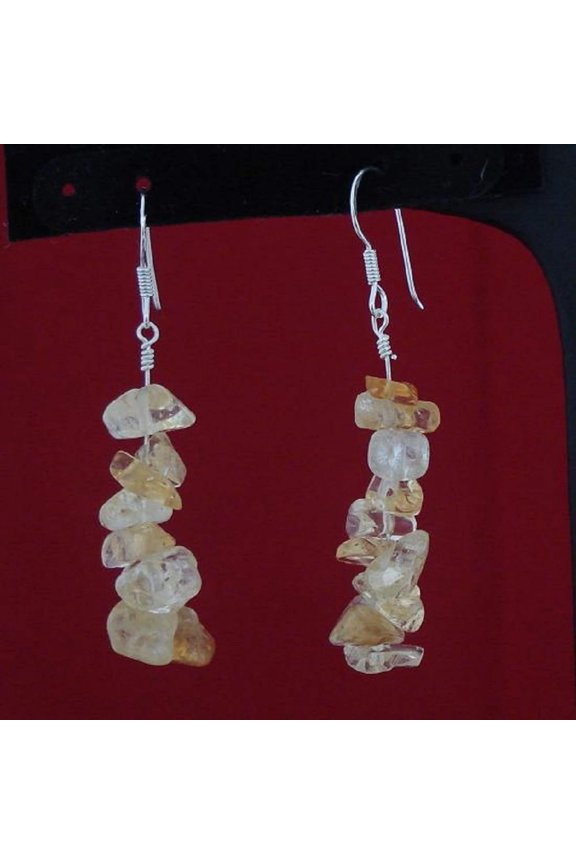 5mm-10mm Citrine Chips Sterling Silver Hoop Earrings
