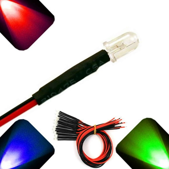 5mm 12v Pre-Wired Ultra Bright LED - RGB Slow Auto Chage - 6v 7v 8v 9v 10v 11v (Pack of 10)