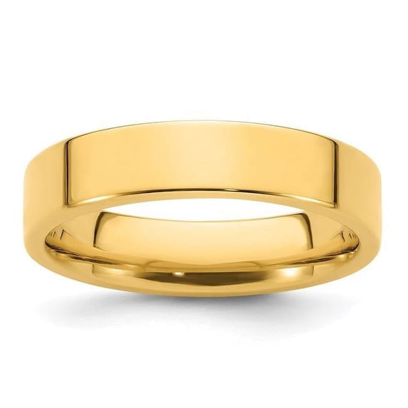 5mm 14K Standard Weight Flat Jewelry Comfort Fit Wedding Band Rings, Yellow - Size 9.5