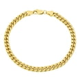 thumbnail image 1 of 5mm 14k Yellow Gold Plated Flat Curb Chain Bracelet, 7 inches, 1 of 7