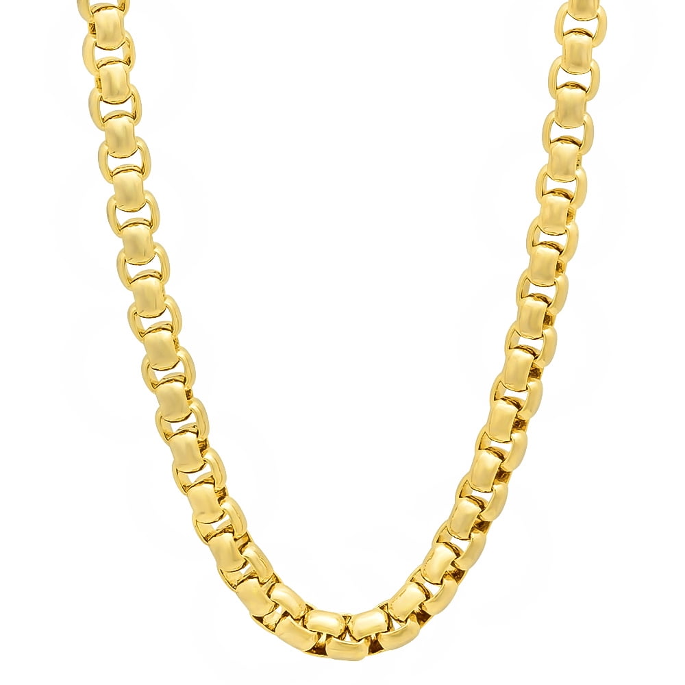 18k Yellow Gold 5mm Round Box Chain Necklace 24 Inches