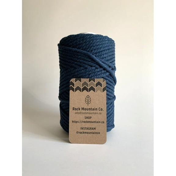 5mm 3 Strand Craft Cord Recycled Cotton Macrame Rope - Dark Blue