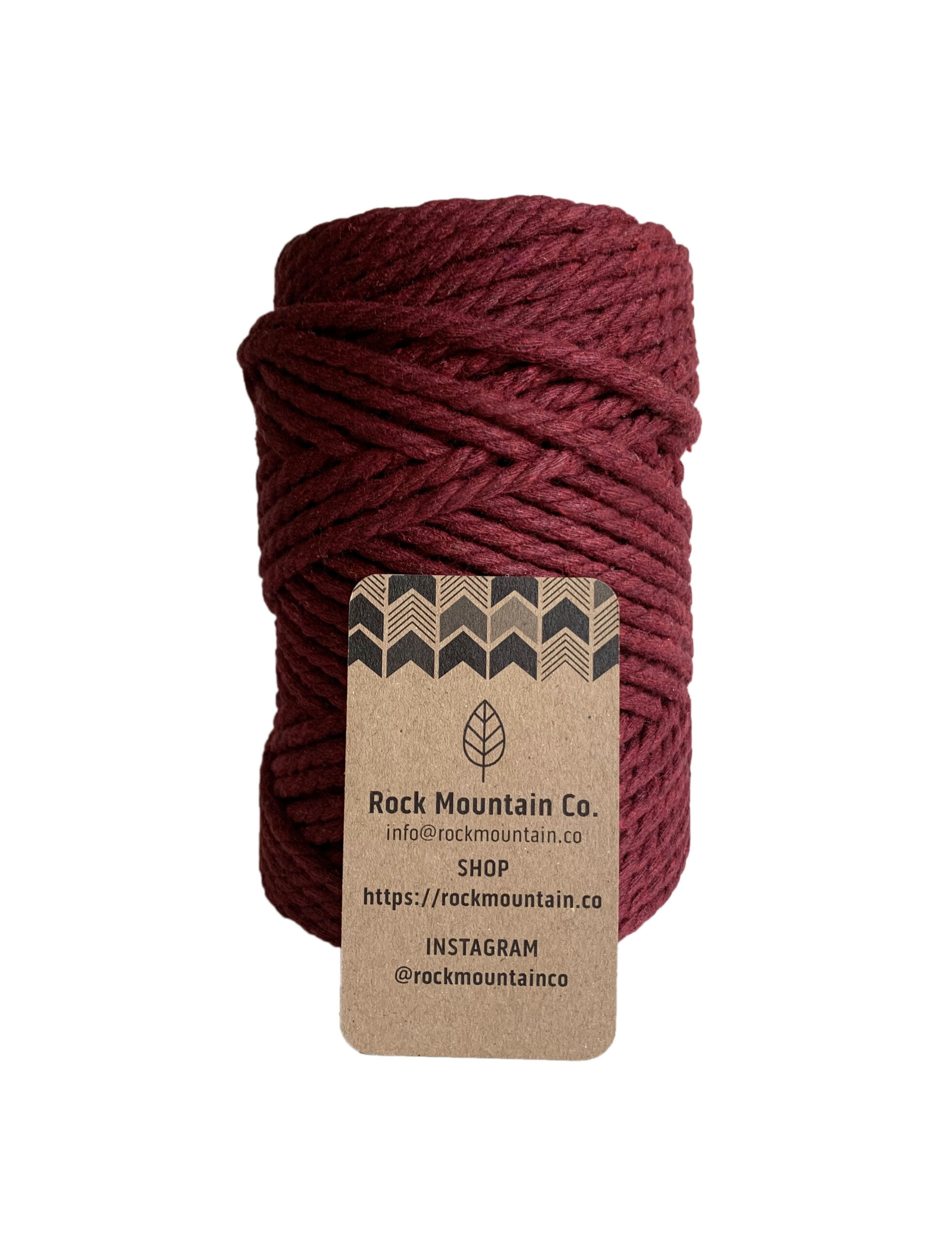 5mm 3 Strand Craft Cord Recycled Cotton Macrame Rope - Dark Red Burgundy Maroon