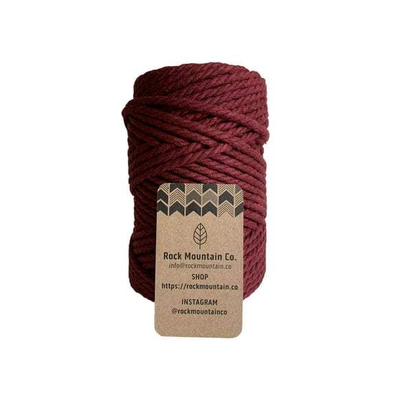 5mm 3 Strand Craft Cord Recycled Cotton Macrame Rope - Dark Red Burgundy Maroon