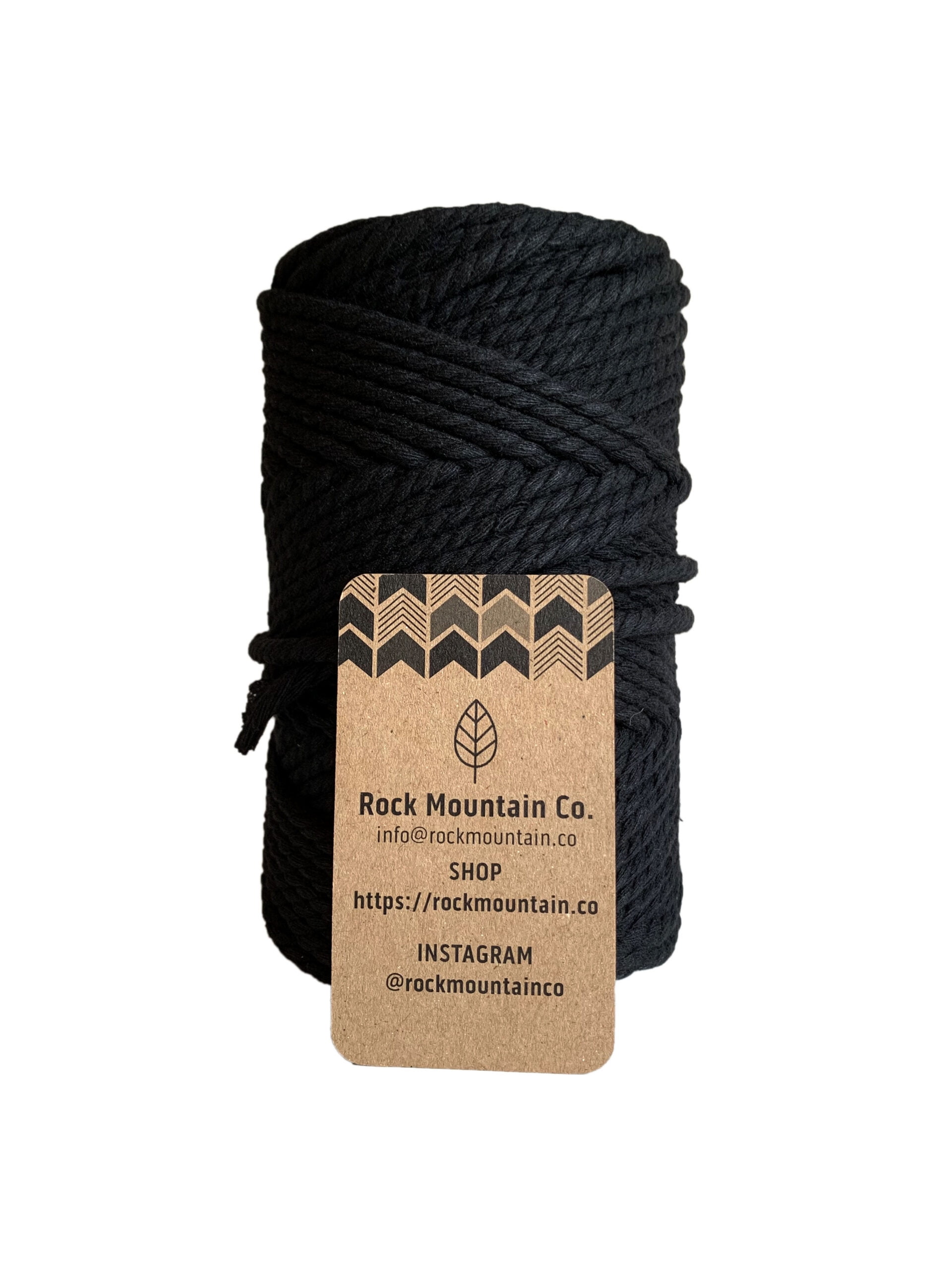 5mm 3 Strand Recycled Cotton Macrame Rope - Black