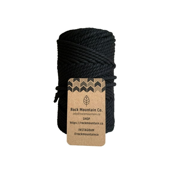 5mm 3 Strand Recycled Cotton Macrame Rope - Black