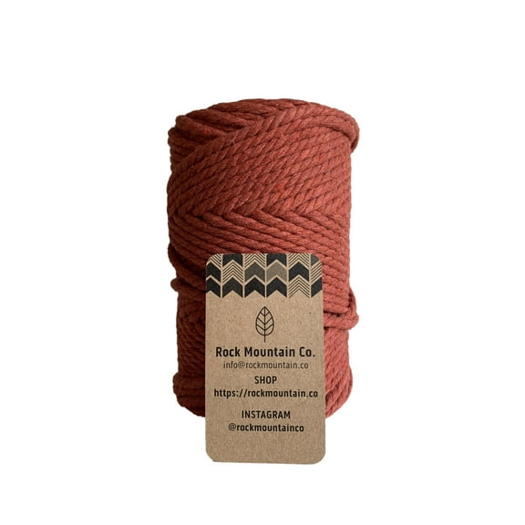 5mm 3 Strand Recycled Cotton Macrame Rope - Burnt Orange