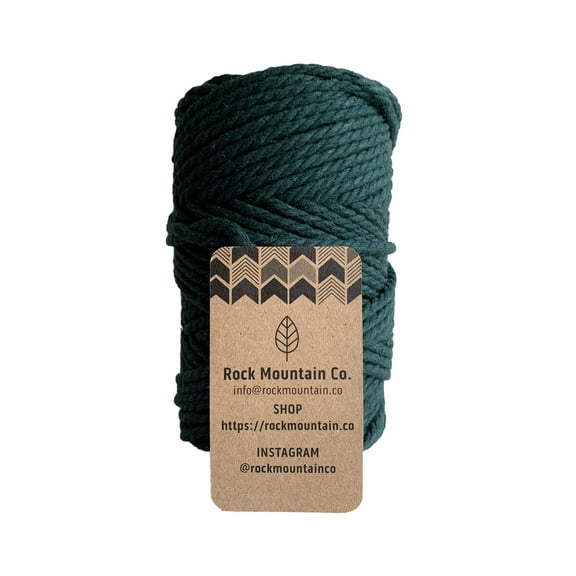 5mm 3 Strand Recycled Cotton Macrame Rope - Dark Green