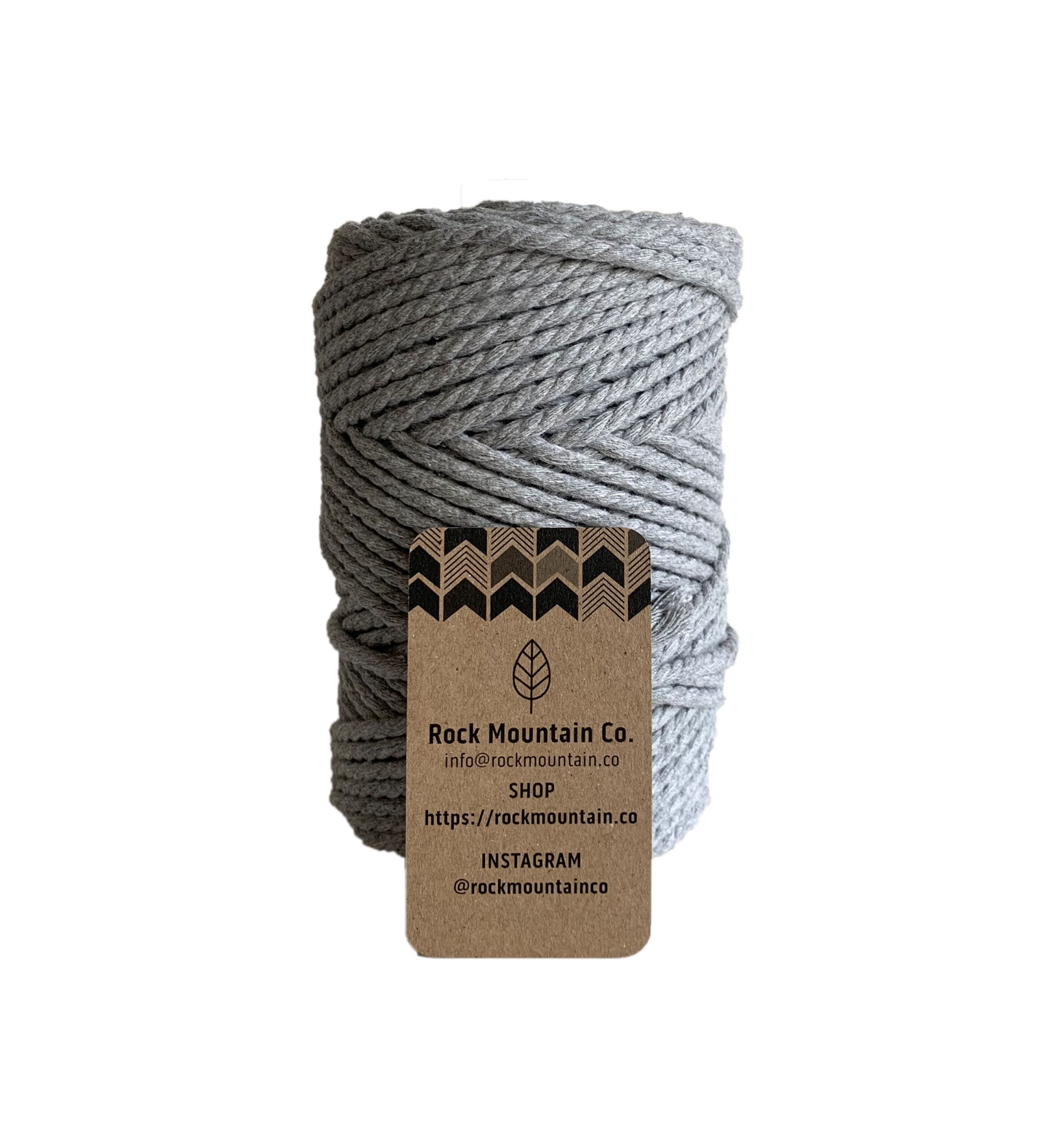 5mm 3 Strand Recycled Cotton Macrame Rope - Light Gray