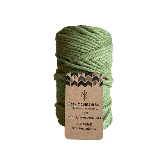 5mm 3 Strand Recycled Cotton Macrame Rope - Light Green