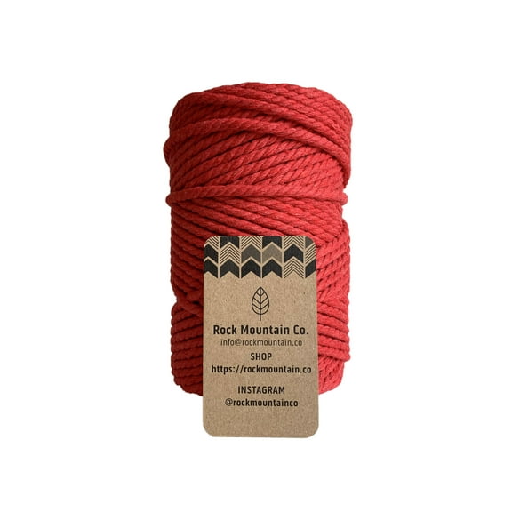 5mm 3 Strand Recycled Cotton Macrame Rope - Red