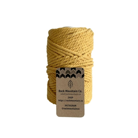 5mm 3 Strand Recycled Cotton Macrame Rope - Yellow