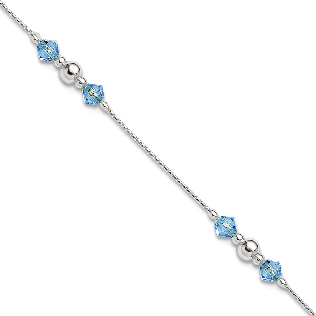 5mm 925 Sterling Silver Polished Cubic Zirconia and Bead Plus 1in Extension Anklet 10 Inch Anklet for Women