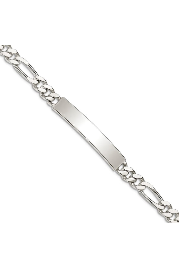 5mm 925 Sterling Silver Polished Engraveable Figaro Link ID Bracelet 7.5 Inch Identification Bracelet for Women