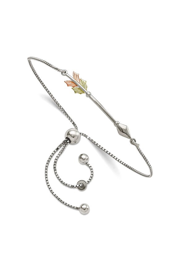 5mm 925 Sterling Silver Rhodium Plated With 12k Accents Arrow Adjustable Bracelet Link Bracelet for Women