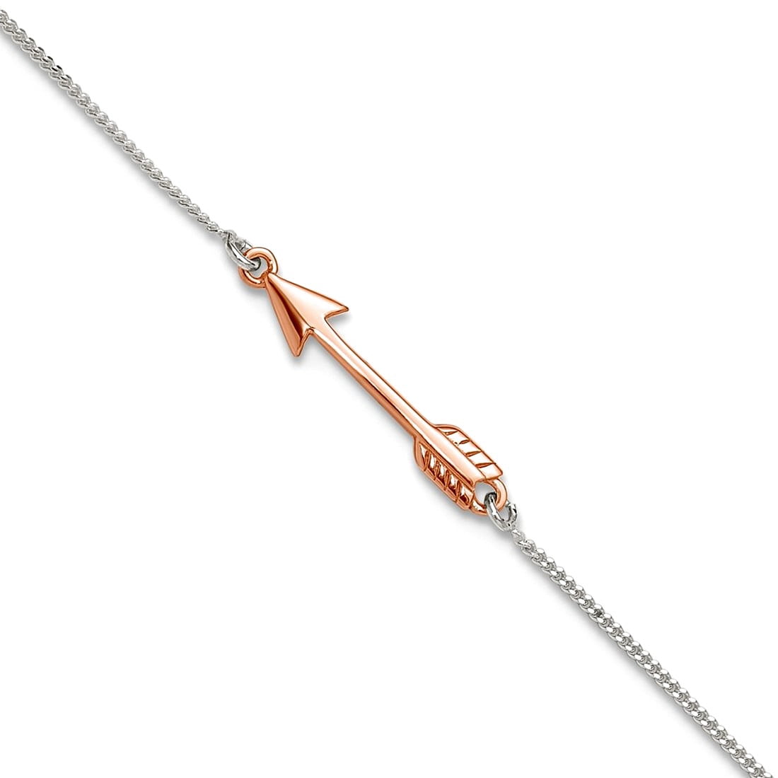5mm 925 Sterling Silver With Rose-tone Polished Arrow Plus 1in Extension Anklet 10 Inch Anklet for Women