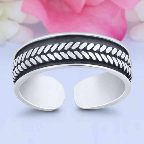 5mm Bali Design Toe Band Ring 925 Sterling Silver Thin Adjustable Stylish Rings For Women