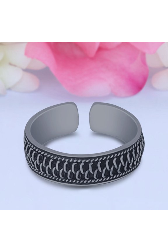 5mm Bali Design Toe Band Ring 925 Sterling Silver Thin Adjustable Stylish Rings For Women