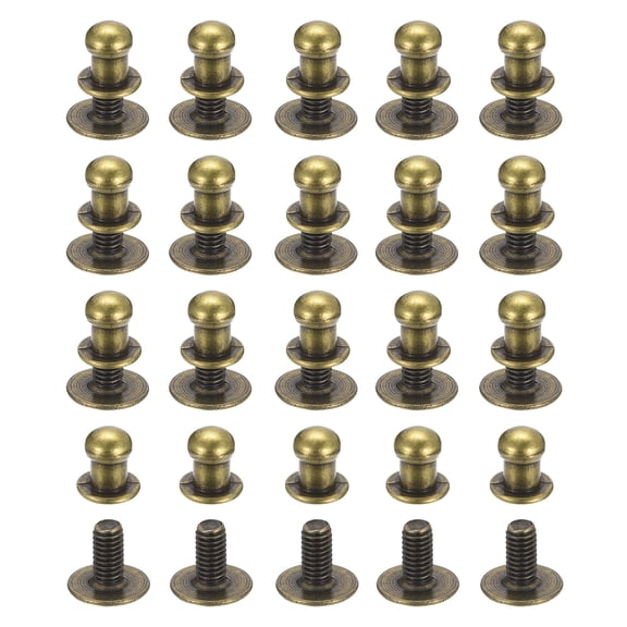 5mm Ball Head Stud Rivets Screw Back, 50Pack Round Head Button Nipple Rivet, Bronze Tone