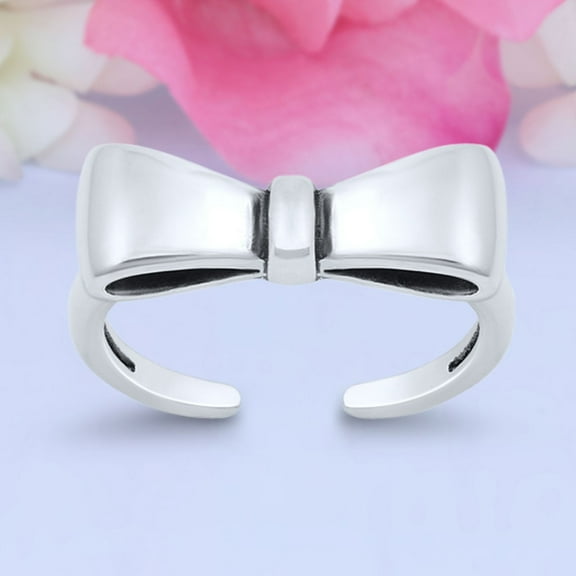5mm BowToe Band Ring 925 Sterling Silver Thin Adjustable Stylish Rings For Women