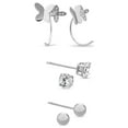 thumbnail image 1 of 5mm CZ, 4mm Ball Stud, Double Butterfly Huggie Earrings set in Silver, 1 of 4