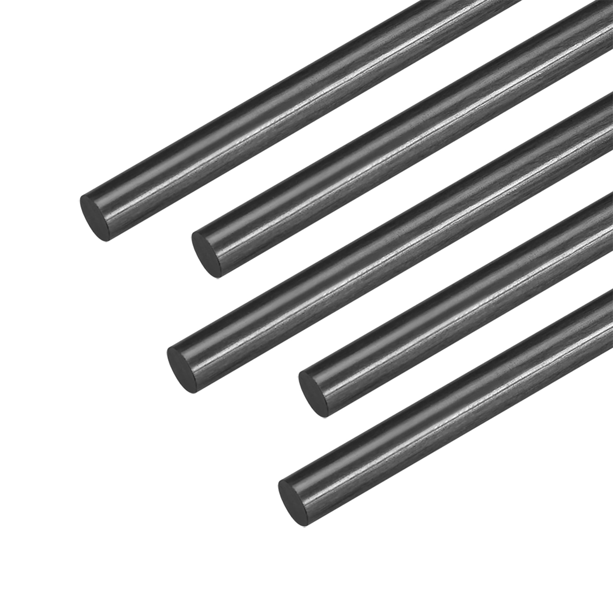 LUKYO Carbon Fiber Rods, 2.5mm Diameter, 400mm Length, 10 Pack, Black, Industrial Grade