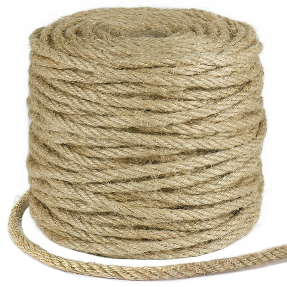 5mm Christmas Jute Rope, 164 Feet 4Ply Twisted Thick Twine Rope for Gardening, Crafting, Packing, Bundling and Macrame Projects