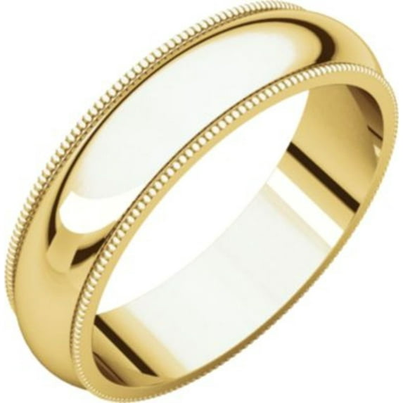 5mm Comfort Fit Milgrain Band in 10k Yellow Gold - Size 11.5