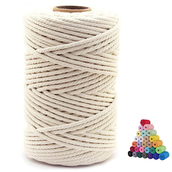 Cotton Macrame Cord 5mm, 110 Yards Natural Colored Rope, 100% Cotton Craft Cord for DIY Crafts, Plant Hangers, Wall Hangings, Christmas Decor, Wedding Decor, Knitting, Jewelry Making, Beige