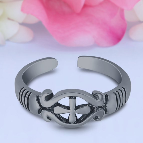 5mm Cross Toe Band Ring 925 Sterling Silver Thin Adjustable Stylish Rings For Women
