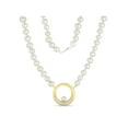 thumbnail image 1 of 5mm Cultured Freshwater Pearl and Diamond Accent 18kt Gold-Plated Pendant, 18", 1 of 1