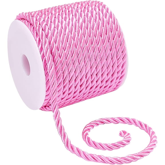 5mm Decorative Rope Graduation Cord Twisted Satin Polyester Twine Cord Pink Thread Shiny Cord Choker Thread for Home Dcor Uolstery Curtain Tieback Graduation Honor Cord 19 Yards