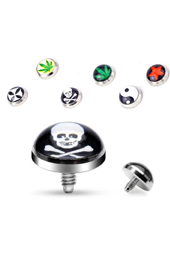 5mm Dome Logo Dermal Anchor Top Logo 316L Surgical Steel Assorted Package Set of 6