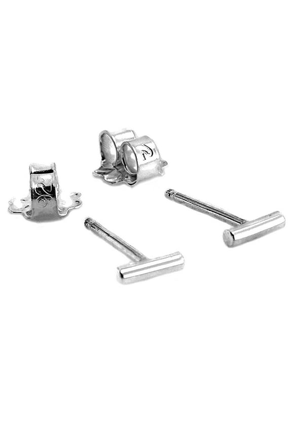 5mm Extra Small Sterling Silver Bar Stud Piercing Earrings (5mm Bar Studs / Sterling Silver)