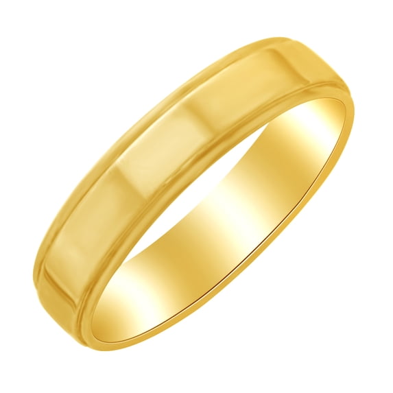 AFFY 5mm Flat With Step Edge Wedding Band Ring in 10k Yellow Gold Ring Size - 11