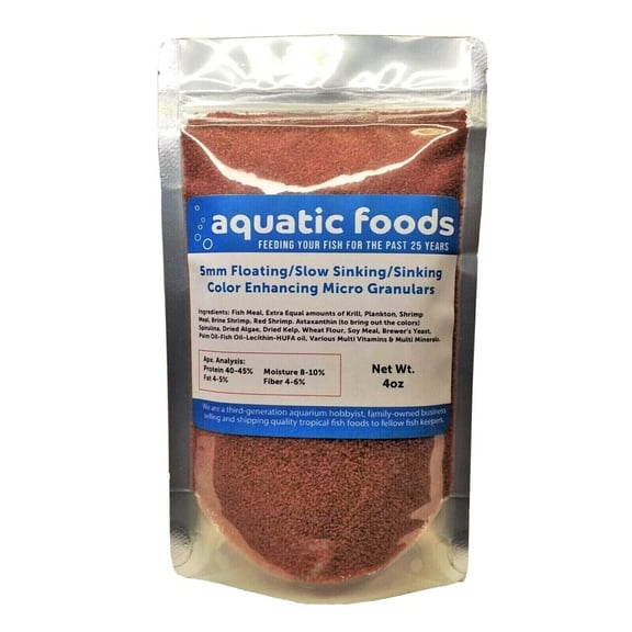 .5mm Floating/Slow Sinking/Sinking Color Enhancing Micro Granulars for Discus, Cichlids All Tropicals, Koi and Pond Fish…4oz Bag