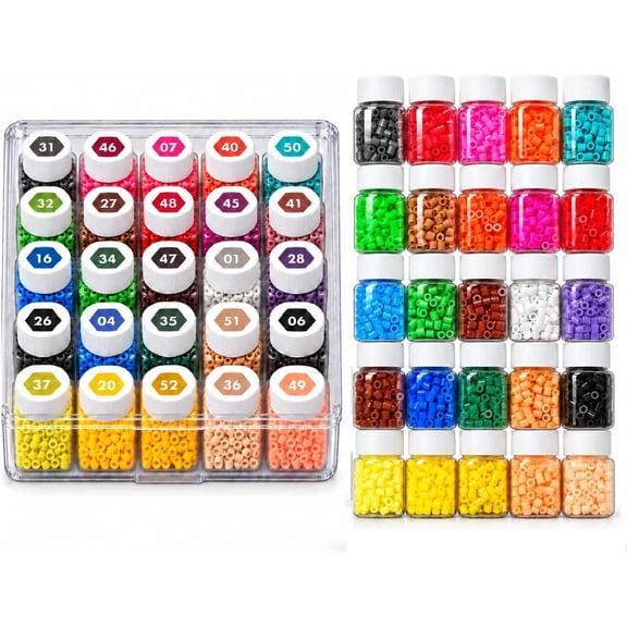 5mm Fuse Beads, 25 Colors, 5750 count in 25 Bottles, Craft Refill Set