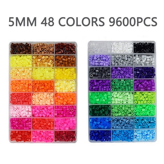 5mm Fuse Beads Set, Hama Style Iron Beads DIY Craft Kit with 24/48 Storage Boxes for Kids Educational Handmade Projects