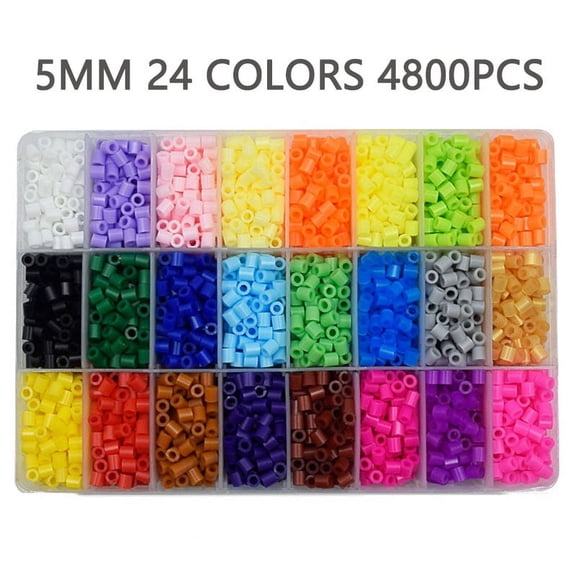 5mm Fuse Beads Set, Hama Style Iron Beads DIY Craft Kit with 24/48 Storage Boxes for Kids Educational Handmade Projects