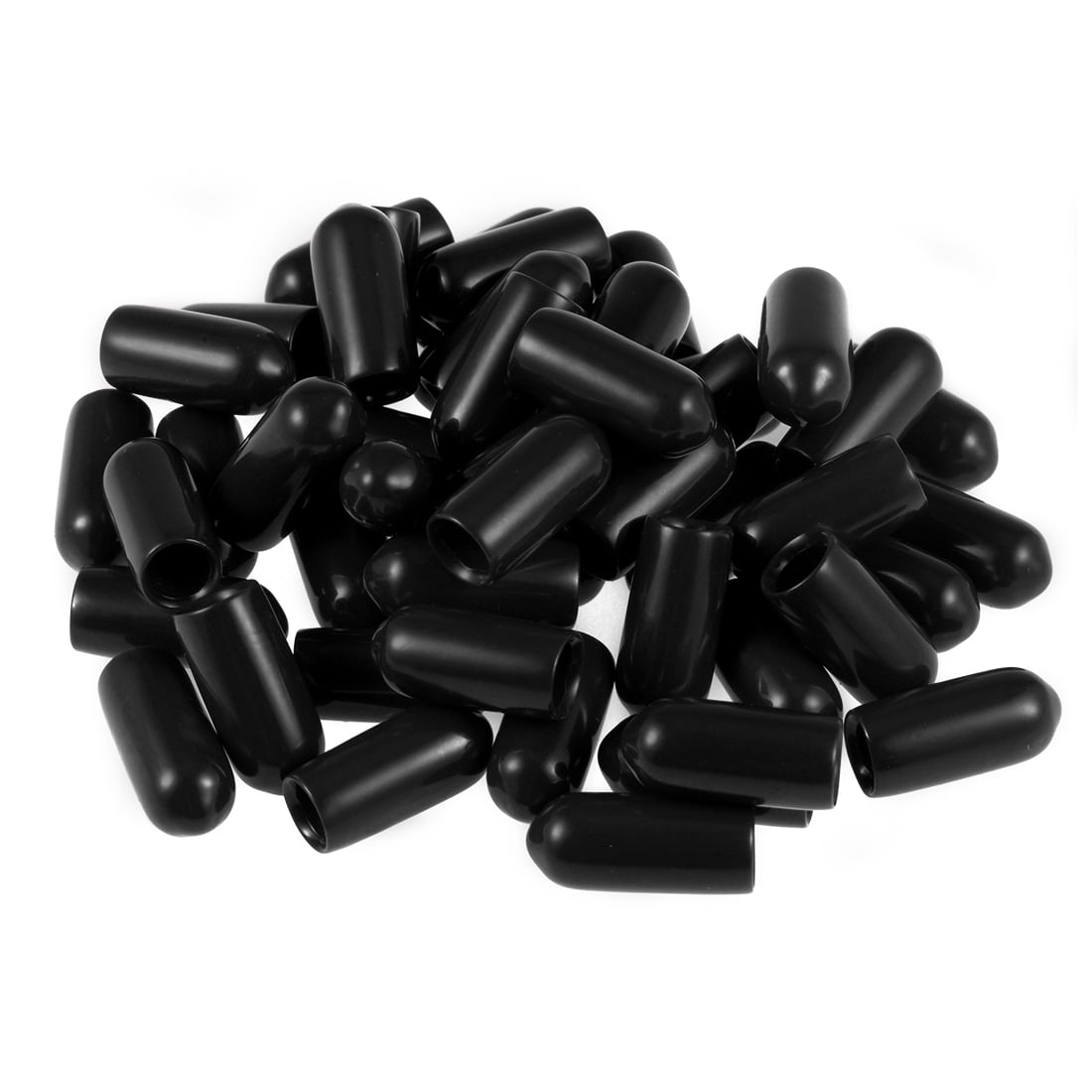 5mm ID Black Screw Thread Protector Round End Cap Cover Tube Caps 50 Pack