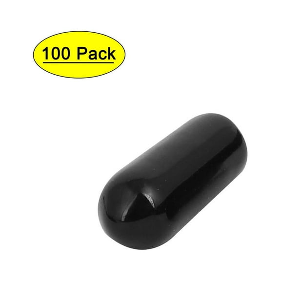 5mm Inner Dia Rubber Hose End Cap Screw Thread Protector Cover Black 100pcs